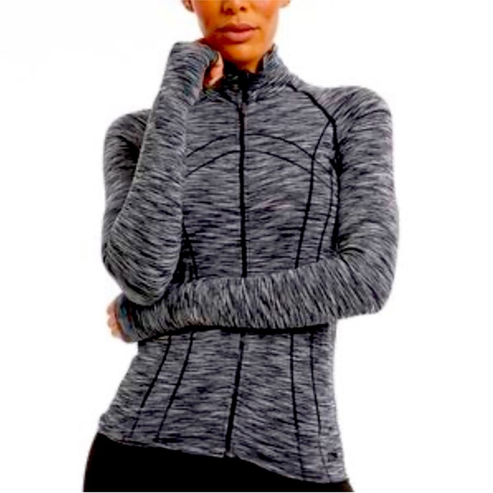 Marika Athletic Jacket Medium Black Gray Patterned Zip-Up Nylon Spandex Workout